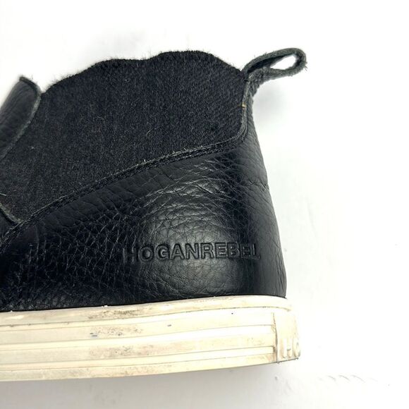 Hogan Black Leather Ankle Sneaker Boots Slip-on Studded with Fringes 37,5 US 7,5 - Picture 11 of 16